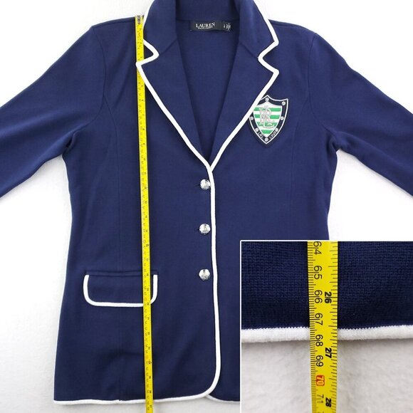 Lauren Ralph Lauren Black Label Blazer Bullion Crest Jacket Women's Large - Picture 8 of 16